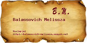Balassovich Melissza névjegykártya